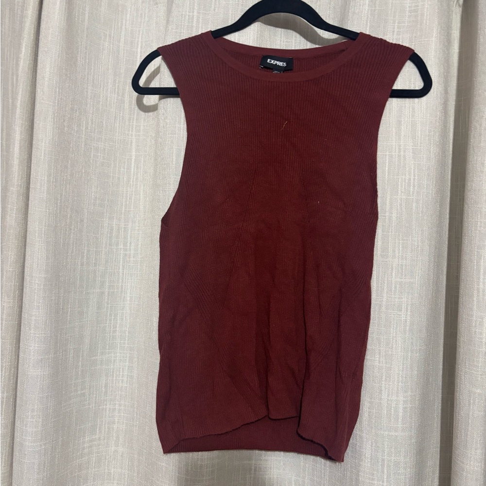 Express Ribbed Tank Top - Deep Red